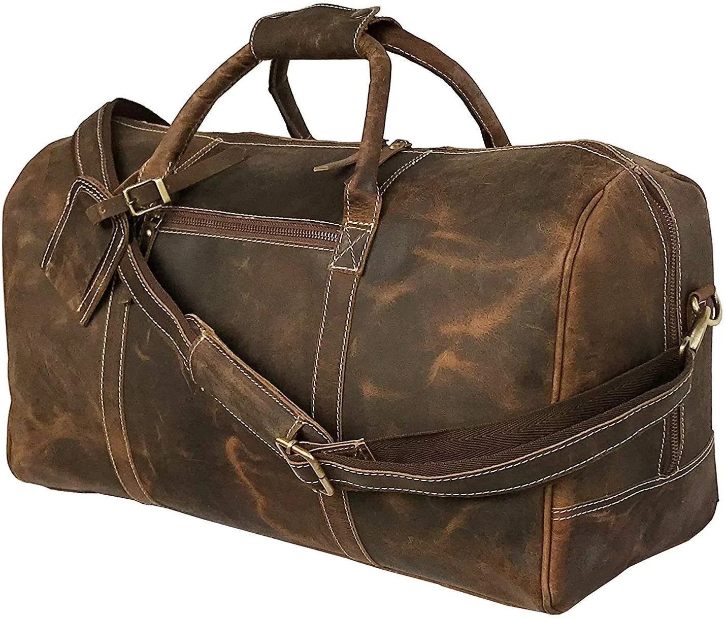 Luxury 24-Inch Full-Grain Leather Duffel Bag in Brown | Timeless Travel Companion for Men & Women