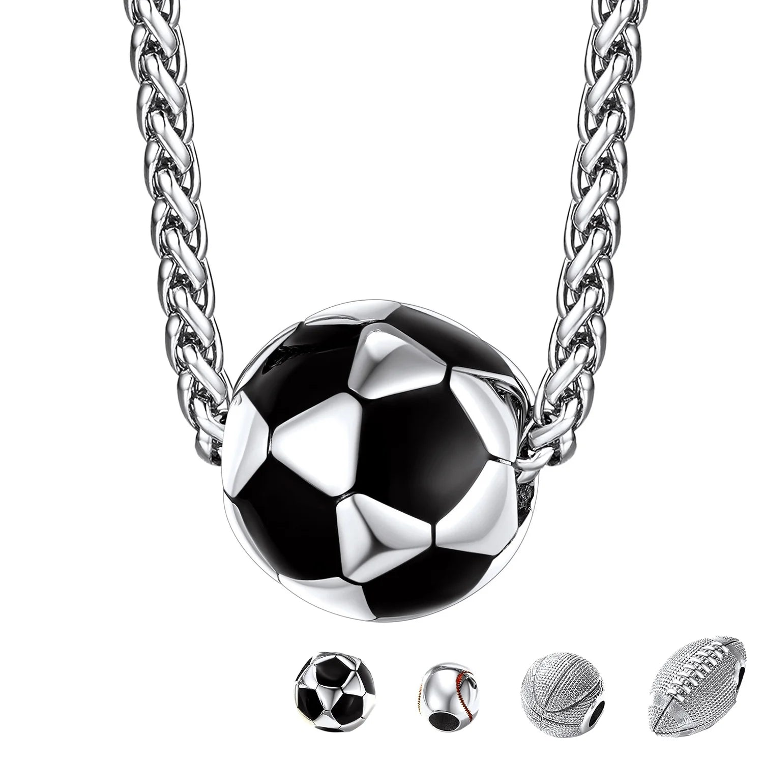 Men's 3D Soccer Ball Pendant Necklace – Football Sports Fan Jewelry Gift