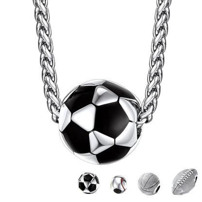 Men's 3D Soccer Ball Pendant Necklace – Football Sports Fan Jewelry Gift