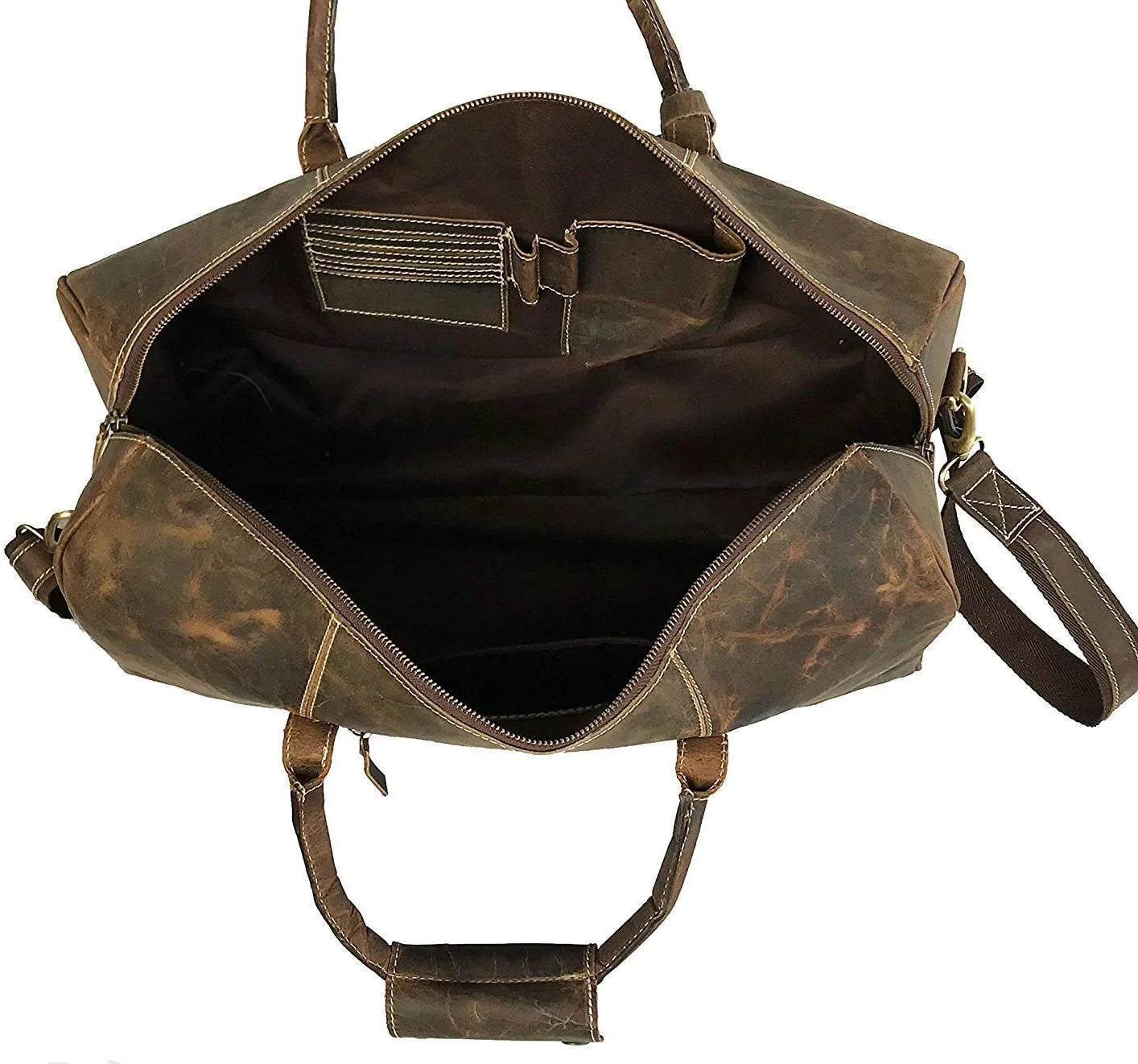 Luxury 24-Inch Full-Grain Leather Duffel Bag in Brown | Timeless Travel Companion for Men & Women