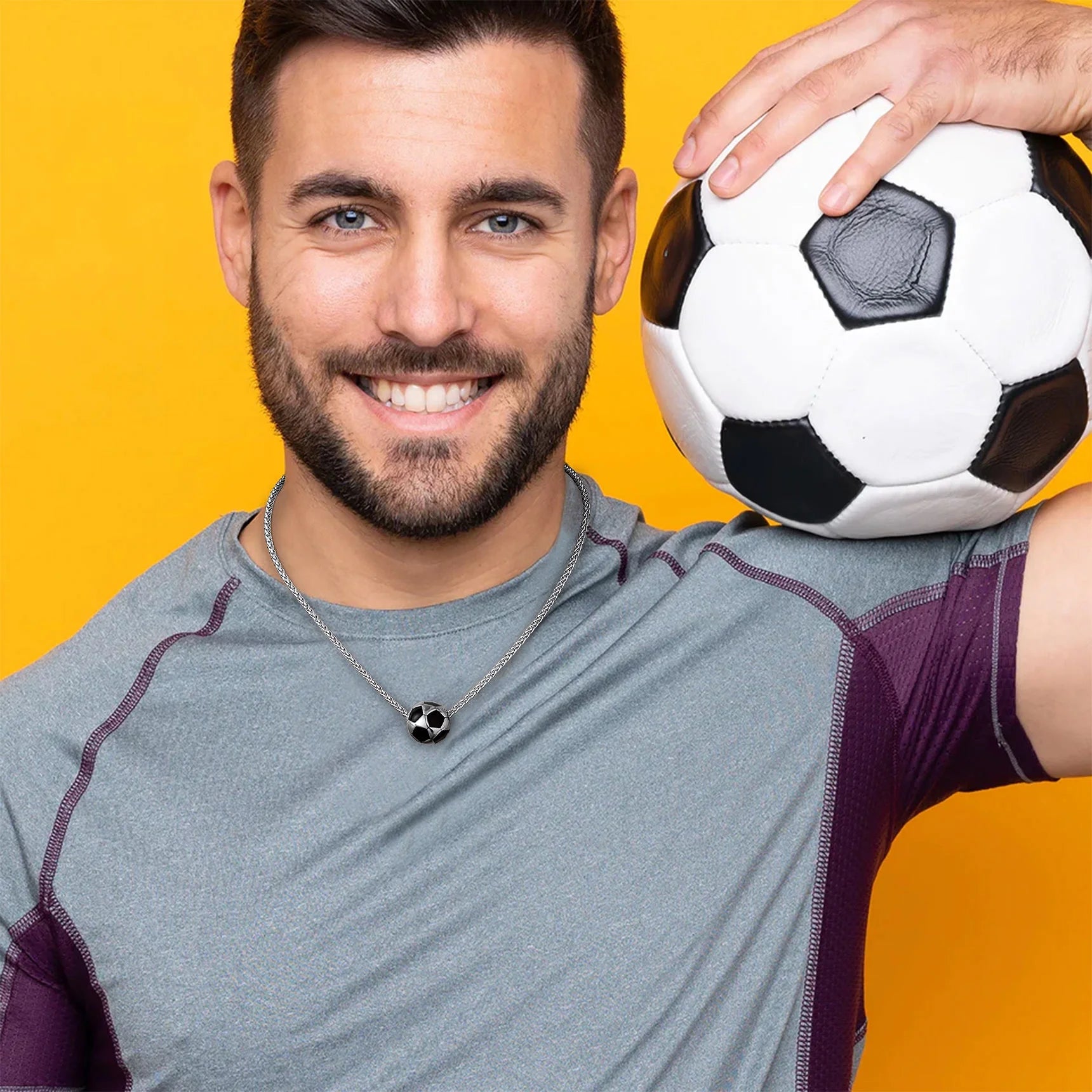 Men's 3D Soccer Ball Pendant Necklace – Football Sports Fan Jewelry Gift