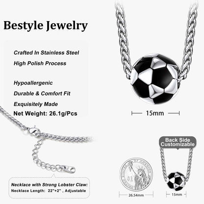 Men's 3D Soccer Ball Pendant Necklace – Football Sports Fan Jewelry Gift