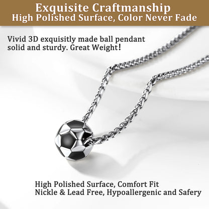 Men's 3D Soccer Ball Pendant Necklace – Football Sports Fan Jewelry Gift