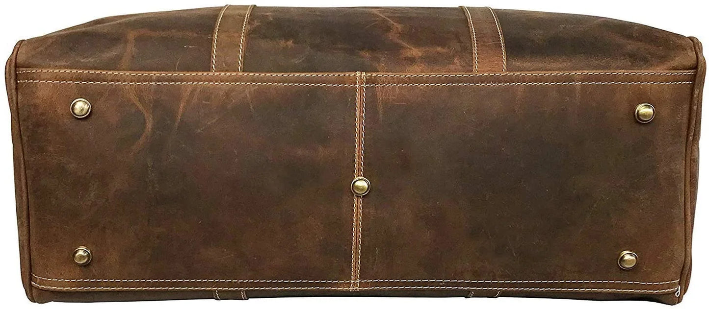 Luxury 24-Inch Full-Grain Leather Duffel Bag in Brown | Timeless Travel Companion for Men & Women