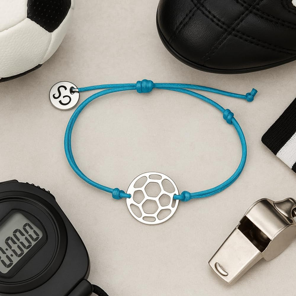 Soccer Bracelet, Soccer Jewelry, Adjustable Stainless Steel Soccer Charm Bracelets - Soccer Gifts