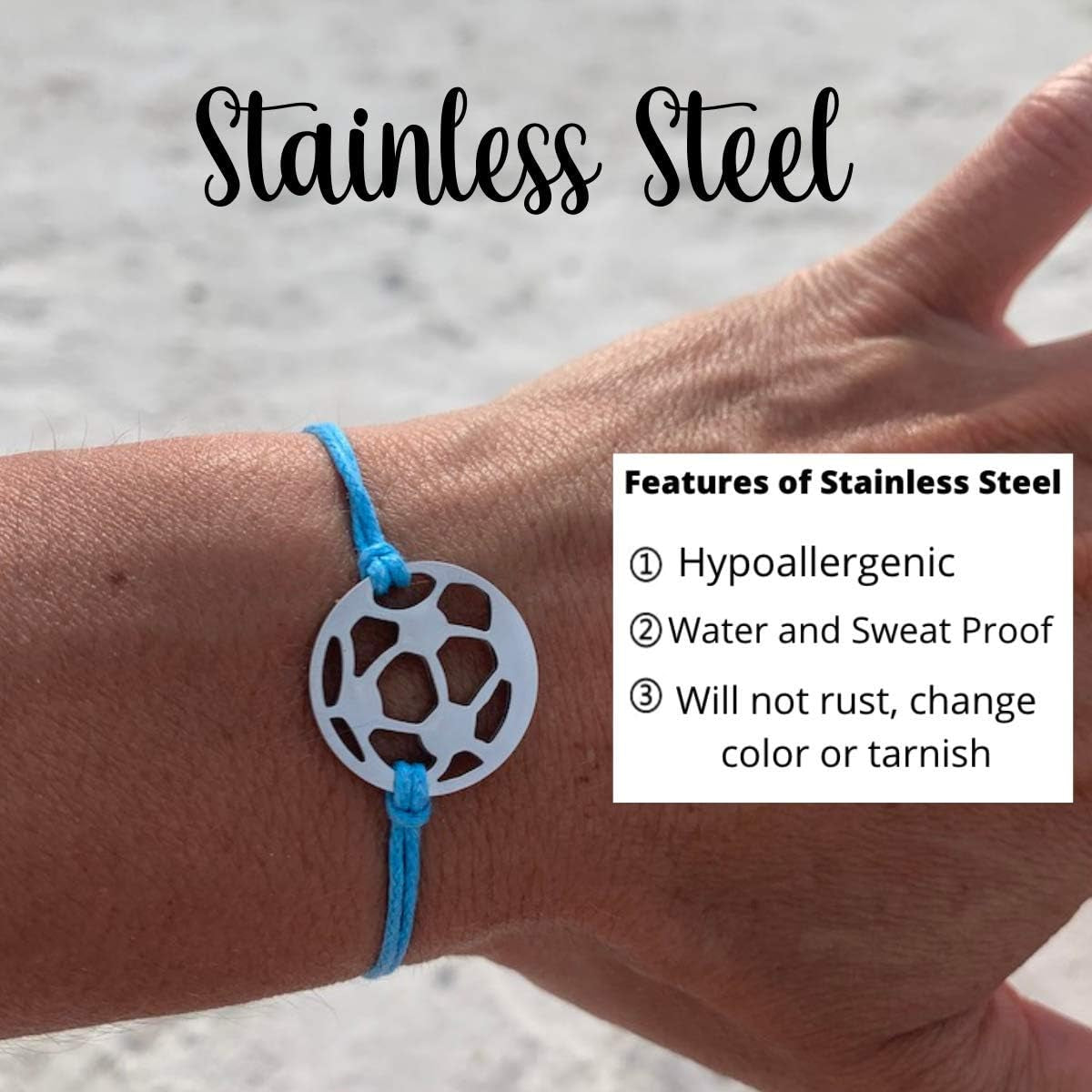 Soccer Bracelet, Soccer Jewelry, Adjustable Stainless Steel Soccer Charm Bracelets - Soccer Gifts