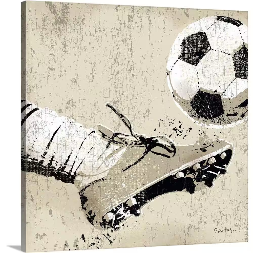 16" x 16" "Vintage Soccer Strike" by Peter Horjus | Canvas Wall Art